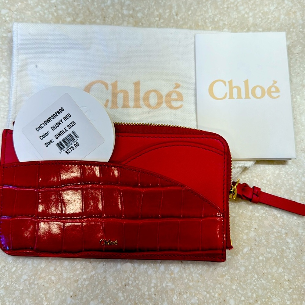 Beautiful red Chloe card case wallet.